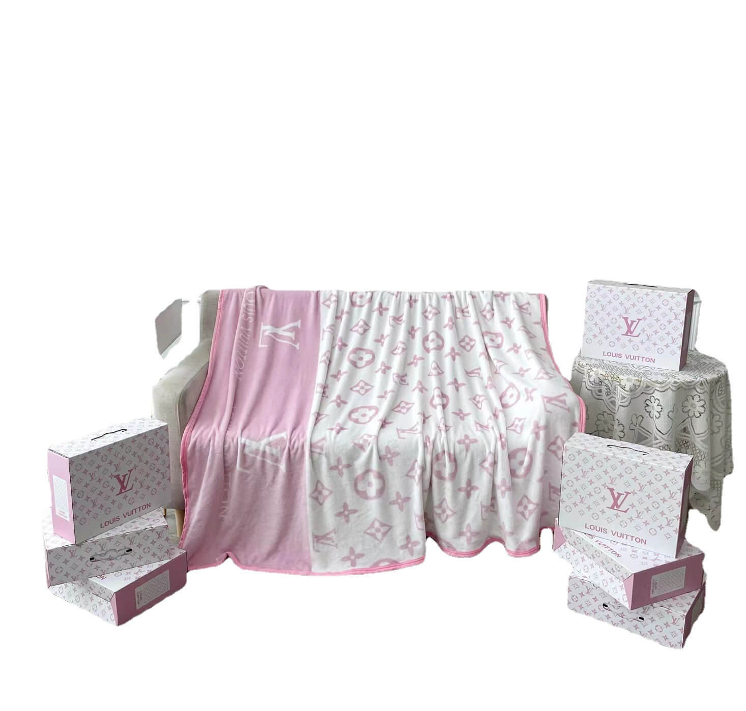 2021 Maltese LV FBC Pink Velveteen Plush Blanket – The Bloodhound Shop