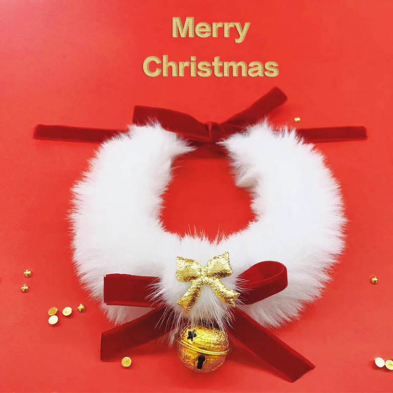 Dog Christmas Jingle Collar Faux Fur jingle bell dog neckwear Hot